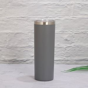 Gobelet isotherme droit et fin de 20 oz en acier inoxydable à double paroi, vierge pour sublimation, avec couvercle et paille - Product Image 2