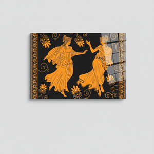 Décoration murale élégante en toile à motifs floraux grecs de style Art déco avec verre trempé - Product Image 2