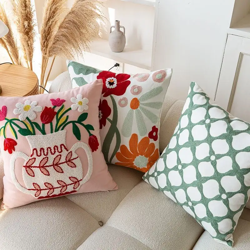 Embroidered Cushion Covers For Home Living Room Sofa Cushion Decoration Towel Embroidered Throw Pillowcase