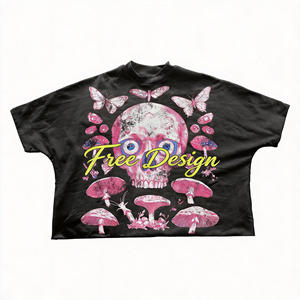 T-shirt personnalisé avec logo imprimé DTG, motif animalier, coupe ample et épaisse, col montant, effet délavé, style vintage, respirant - Product Image 2