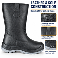 Bottes de sécurité personnalisées à embout d'acier pour le secteur pétrolier, en cuir de vachette pleine fleur, semelle PU double densité pour le forage pétrolier, le gaz et l'entretien industriel