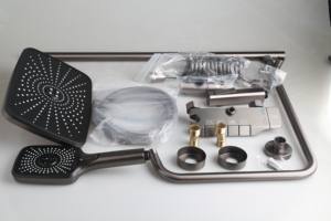 Mitigeur <span class=keywords><strong>de</strong></span> <span class=keywords><strong>douche</strong></span> thermostatique en laiton 4 voies, série Piano, avec panneau <span class=keywords><strong>de</strong></span> <span class=keywords><strong>douche</strong></span> à effet pluie et <span class=keywords><strong>pommeau</strong></span> <span class=keywords><strong>de</strong></span> <span class=keywords><strong>douche</strong></span> carré - Product Image 3