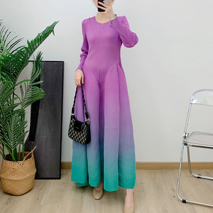<span class=keywords><strong>Robe</strong></span> de bureau élégante plissée Miyake pour femme, longue, style kaftan, avec ceinture, taille haute, moulante, couleur unie, effet cascade, ample et extensible - Product Image 2