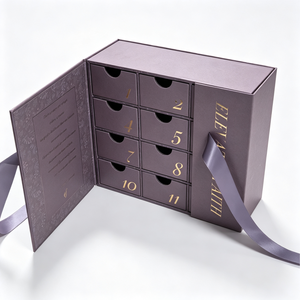 Emballage de luxe personnalisé pour bijoux en chocolat, cosmétiques, boîte cadeau à double tiroir, calendrier de l'avent en papier - Product Image 5