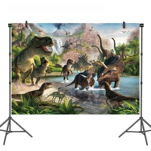 Qudoo Fournitures de fête <span class=keywords><strong>Dinosaure</strong></span> Vert Tyrannosaurus Rex Assiettes en carton Gobelets Serviettes Drapeaux Décorations suspendues Vaisselle jetable - Product Image 5
