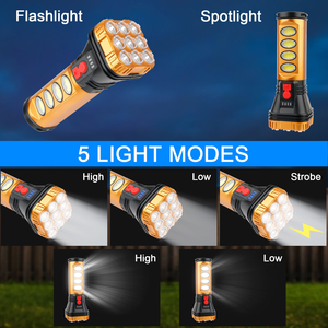 High-Lumen Solar-Charging <b>LED</b> <b>Flashlight</b> Multi-Mode Handheld Work Lightwith Waterproof COB Side Light Ideal for Outdoor Camping - Product Image 4