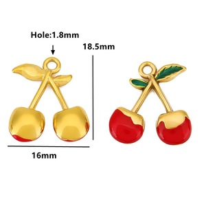 จี้เชอร์รี่สแตนเลสสำหรับกระเป๋า พวงกุญแจ สร้อยข้อมือ อุปกรณ์ทำเครื่องประดับ DIY รูปทรงผลไม้ สำหรับทุกเพศ - Product Image 3