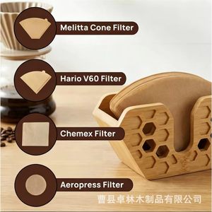 Portafiltros de café de madera transfronterizo, dispensador de papel de sobremesa, contenedor minimalista para filtros de café, bambú para restaurante - Product Image 1