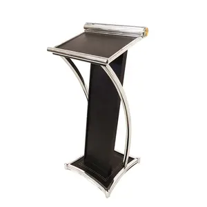 Free sample Wholesale hotel black metal rostrum lectern standing church pulpit podium