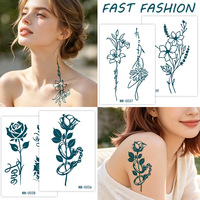 Tatouages temporaires réalistes sans eau - Pas besoin d'eau, autocollants de tatouage factices papillon, rose, fleur de soleil pour femmes, hommes, adultes