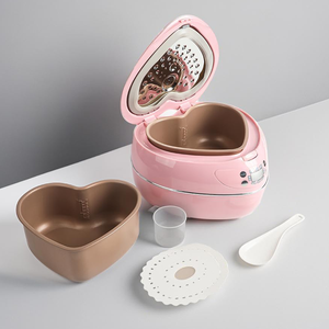 Mini cuiseur à riz rose en forme de cœur - Cuiseur à riz intelligent pour 1 à 2 personnes, design mignon en forme de cœur pour la maison, le dortoir, facile à nettoyer - Product Image 2