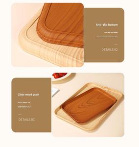 Commercial Grade Large <strong>Rectangular</strong> Wood Grain <strong>Serving</strong> Tray Food-Grade PP Tray for Cafe Desserts Afternoon Tea Modern - Product Image 5