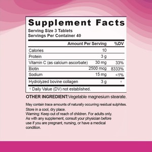 Complément alimentaire de collagène pour adultes, capsules enrichies en vitamine C, biotine, antioxydants, soutenant la santé de la peau, des <span class=keywords><strong>cheveux</strong></span> et des ongles, 60 capsules/flacon - Product Image 5
