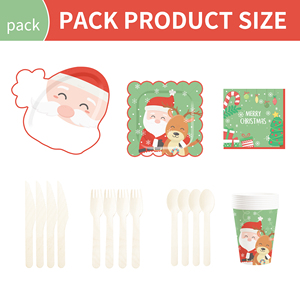 Juego de Vajilla Navideña DAMAI con Diseño Nuevo y Molde de Santa Claus, Incluye 7 y 9 Platos de Papel, Vasos y Servilletas para 8 Personas - Product Image 2