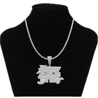 Collier pendentif Hip-Hop en acier inoxydable, lettres SAVAGE serties de zircons, logo personnalisé gravé, tendance pour hommes