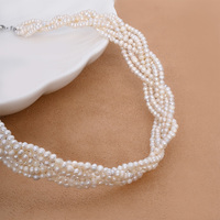 Collier ras du cou tressé multi-brins de perles miniatures 2-3 mm, design original, haute brillance, perles de culture authentiques de type grain de riz, collier statement