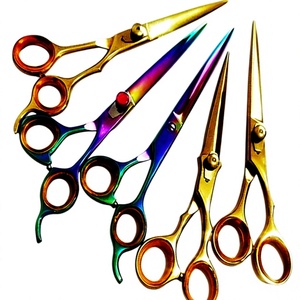 Tijeras de acero ASAP sostenibles de 7.5 pulgadas ultraligeras para peluquería canina, para diestros, con hoja afilada y punta roma, mango largo y soporte fijo para el dedo. - Product Image 1