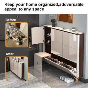 Tủ giày gỗ siêu mỏng tích hợp ngăn đựng giày dép, dùng làm giá để giày ở lối vào nhà - Product Image 3