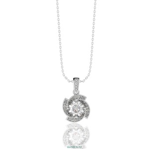 Collares de Oro Sintético (cultivado en laboratorio), Collar de Diamantes de Moissanita Blanco Platino Redondo de Lujo de 7 mm con Certificado GRA - Product Image 3