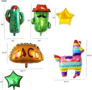 6 pièces mexicain Fiesta Cinco <span class=keywords><strong>De</strong></span> Mayo hélium feuille aluminium ballons mexique Taco Cactus Pinata ballon décorations <span class=keywords><strong>de</strong></span> fête d'anniversaire - Product Image 2