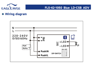 Controlador LED de Corriente Constante EAGLERISE FLS-42-1050 Azul LD-CSB ADV 42W 150‑1050mA Casambi, Regulable por Pulsación, AC198‑264Vac IP - Product Image 6