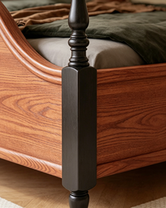 Base de Cama de Madera Maciza Premium con Cabecero Tallado Estilo Francés Vintage, Patas Negras Torneadas, Mueble de Dormitorio Bicolor, Cama Doble de Madera Estable para el Hogar - Product Image 2