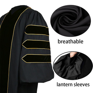 Jing Zherui <b>Doctoral</b> Gown <b>Set</b> Academic Graduation Robe With Cap And Stole Unisex Adult Size Factory Direct Wholesale - Product Image 2