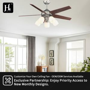 Ventilador de Techo con Luz de Diseño Popular, Tipo Decorativo, 5 Aspas de MDF, 48 Pulgadas, Control de Velocidad con Cremallera - Product Image 5