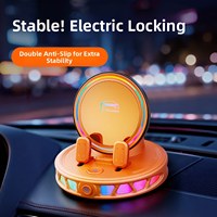 Chargeur de voiture sans fil 15W |   Système de serrage automatique à capteur électrique |   Lumière ambiante RVB 7 couleurs |   CK19 360 °   Support de tableau de bord rotatif