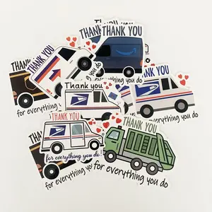 Impermeabile grazie cassetta delle lettere Post Office Worker Truck Die Cut adesivi per imballaggio in vinile per le piccole imprese