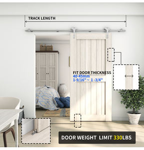 Système de porte coulissante, quincaillerie de porte de placard, acier inoxydable SS304, <span class=keywords><strong>kit</strong></span> de rail plat à roulettes de 6,6 pieds/2 m, <span class=keywords><strong>kit</strong></span> de quincaillerie de porte de grange - Product Image 6