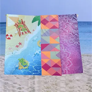 Free Design Custom Printed Logo Microfiber Towel Super Absorbent Quick Drying Soft Lightweight Sand Free Beach Towel