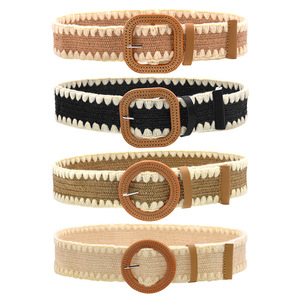 <span class=keywords><strong>Ceinture</strong></span> en paille tressée avec boucle en bois de 2 pouces de large, <span class=keywords><strong>ceinture</strong></span> élastique en rotin, <span class=keywords><strong>ceinture</strong></span> fine en <span class=keywords><strong>raphia</strong></span> pour femmes, <span class=keywords><strong>ceinture</strong></span> de robe - Product Image 6