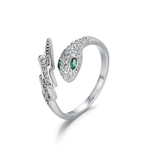 Lightning Serpent Ring Micro Pave Diamond Animal Zodiac Open Band Unisex Jewelry Gift - Product Image 5