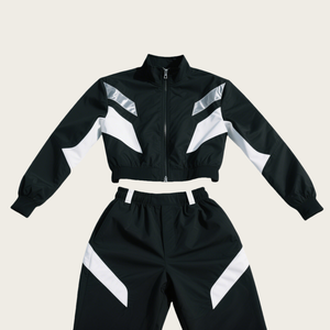 OEM LOGO personnalisé combinaison de course épissage vêtements de sport amples unisexe fermeture éclair vers le haut vestes coupe-vent extérieur Patchwork nylon hommes survêtement - Product Image 1