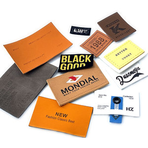 Shishi Hardware Eco Imprimé Rectangle Patch Étiquettes En Cuir Daim Fantaisie Plié Logo Lavable Vêtements Étiquettes avec Personnalisé Mon Logo - Product Image 2