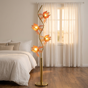Belle lampe de chevet en fer à motif floral, LED E26, style traditionnel classique moderne, abat-jour rose, aspect luxueux, prix abordable - Product Image 1