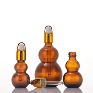 Großhandel Hautpflege Serum Kürbis form Bernstein Glasflasche 10ml 20ml 30ml 50ml 100ml Kosmetisches ätherisches Öl Glas Tropfer - Product Image 2