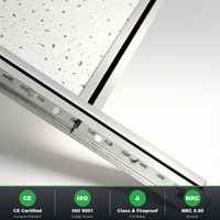 Dalles de plafond acoustiques en fibres minérales, panneaux de plafond suspendus 625x625mm, ignifuges et insonorisants pour bureau