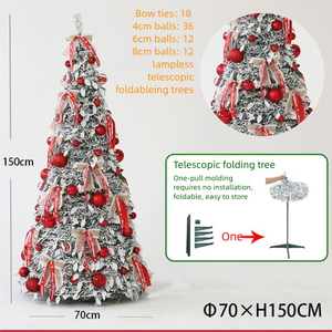 Cây thông Noel nhân tạo phủ tuyết PVC, có đèn trang trí sẵn, có thể gấp gọn và kéo dài, cao 1,8-2,1m, dùng trang trí ngày lễ - Product Image 5