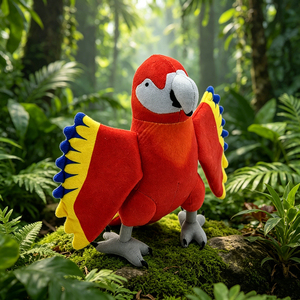 Juguete de Peluche de Loro Rojo al por Mayor, Peluche de Animal <span class=keywords><strong>Tropical</strong></span> de la Selva Relleno de Algodón PP para Decoración del Hogar - Product Image 1