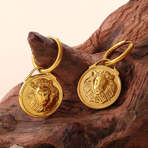 Pendientes y Collar con Colgante de León Romano Retro Europeo Americano, Acero Inoxidable, Chapado en Oro de 18K, para Mujer - Product Image 2