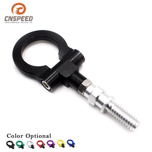 CNSPEED Aluminum Tow <b>Hook</b> European Style Round Black 1 Mounting Hole For <b>Car</b> Front Bumper - Product Image 1