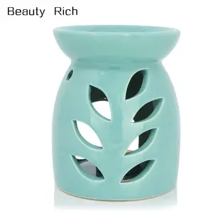 Di grandi dimensioni In Ceramica Bruciatore di Olio di Cera Si Scioglie Floral Design (Turchese)