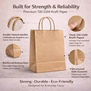 Sacs en papier kraft écologiques et durables pour la vente en gros, de haute qualité, avec logo personnalisé imprimé, pour emballages à emporter, snacks, pizzas, restauration rapide - Product Image 2
