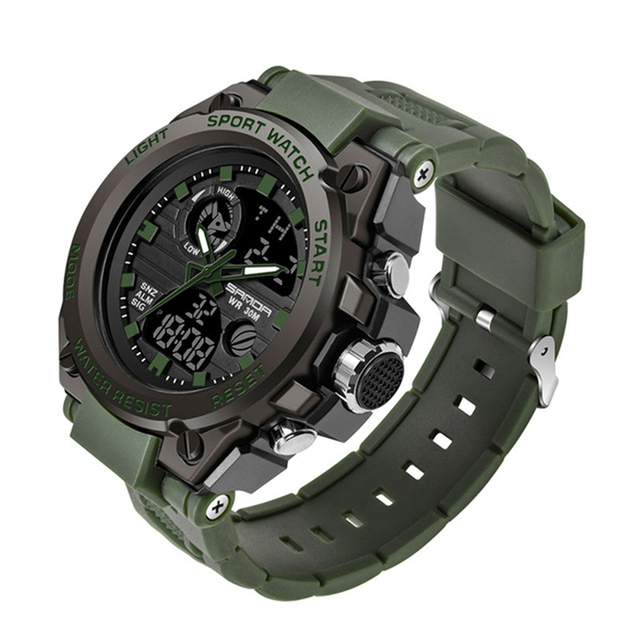 SANDA 739 Sports Mens Style Dual Time Wristwatch Waterproof Original Digital Quartz Analog Watch for Men Kids Montre Relojes Uhr