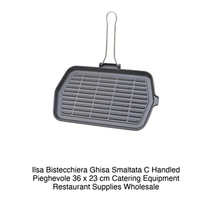 Ilsa Bistecchiera Ghisa Smaltata C <b>Handled</b> Pieghevole 36 x 23 cm Catering Equipment Restaurant Supplies Wholesale - Product Image 2