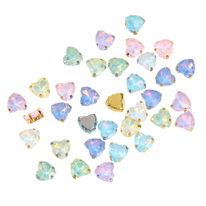 Accesorio para el cabello de cristal con forma de corazón y base puntiaguda, cosido a mano, con proteína de corazón y color moca, para bricolaje. - Product Image 2