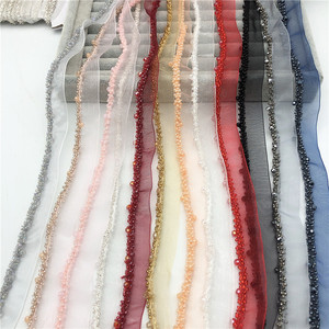 Penjualan Panas Rantai Kristal Berhias Manik-Manik, Pita Jala, Aplikasi Kain, Jahit DIY 0. Lebar 78'' - Product Image 1