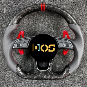 Volant <span class=keywords><strong>sport</strong></span> en fibre de carbone forgée et cuir, modifié DOS, compatible avec <span class=keywords><strong>Audi</strong></span> A4L A5 A6L A7 Q5 A3 Q3 Q7 S4 - Product Image 1